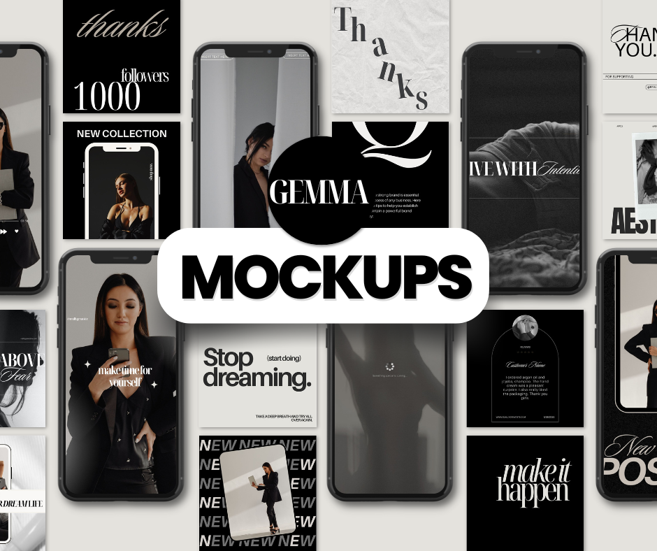 GEMMA Bundle - 120 POSTS & STORIES + BUSINESS PLAN EBOOK + MOCKUPS