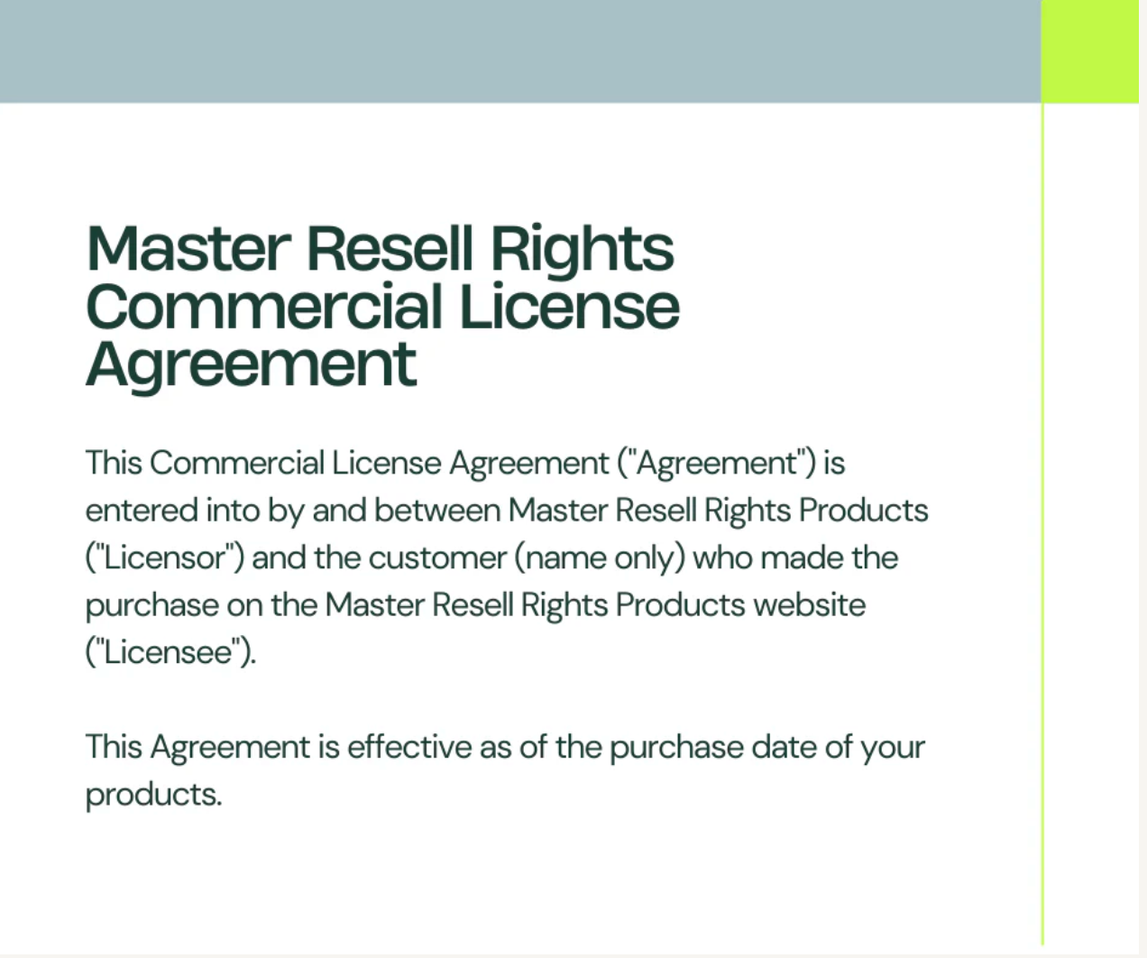 Commercial License Agreement